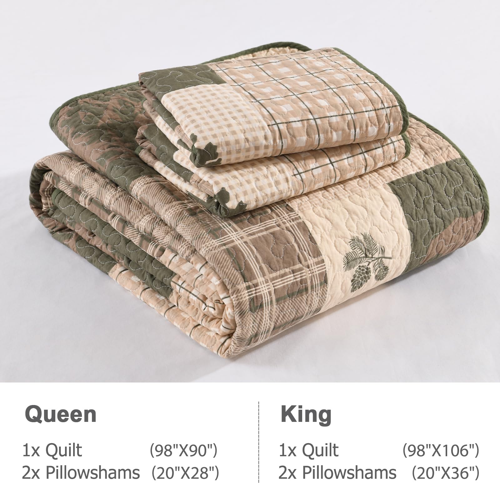 Edredón Queen Size Finlonte, 100% Algodón Edredón Cabaña - Imagen 6