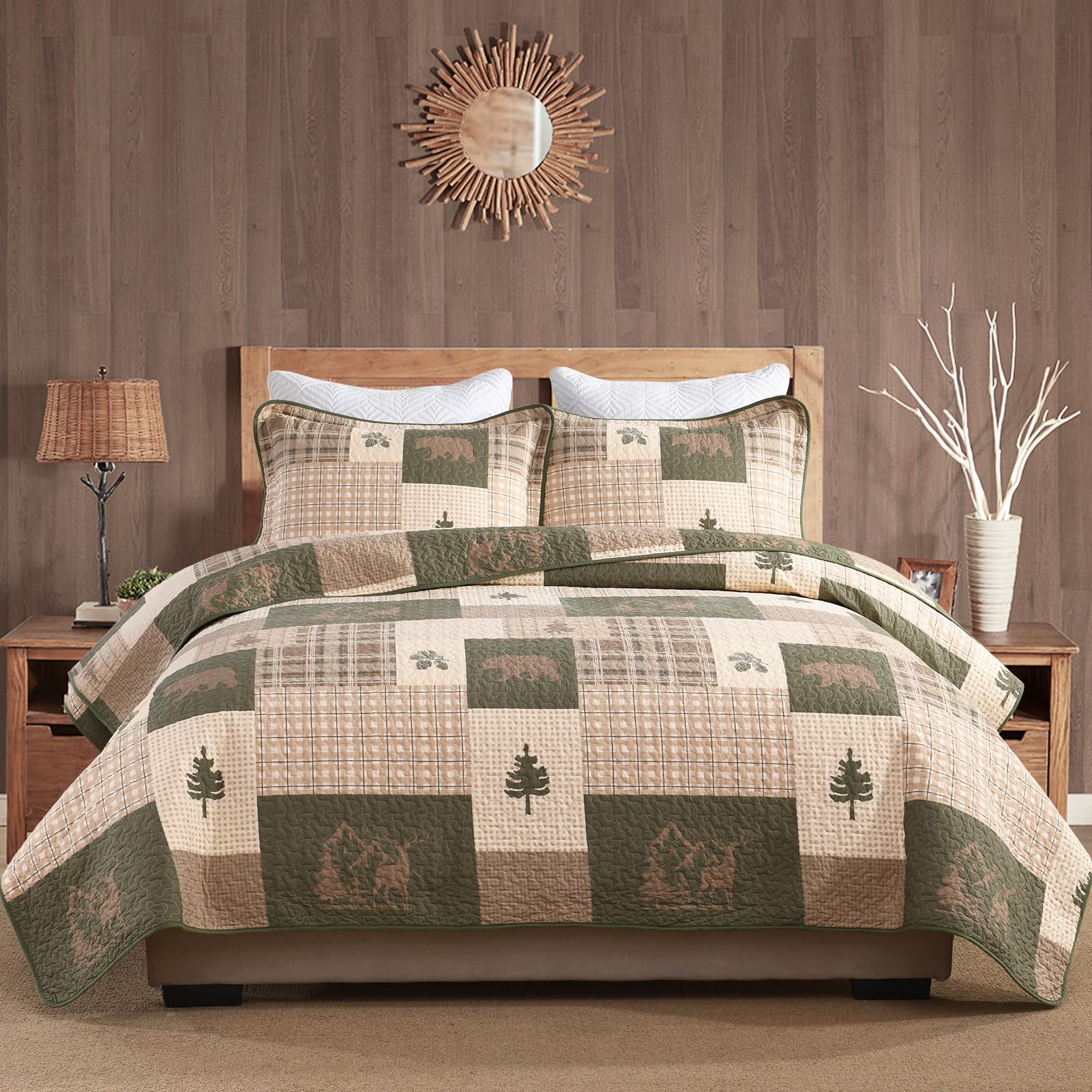 Edredón Queen Size Finlonte, 100% Algodón Edredón Cabaña
