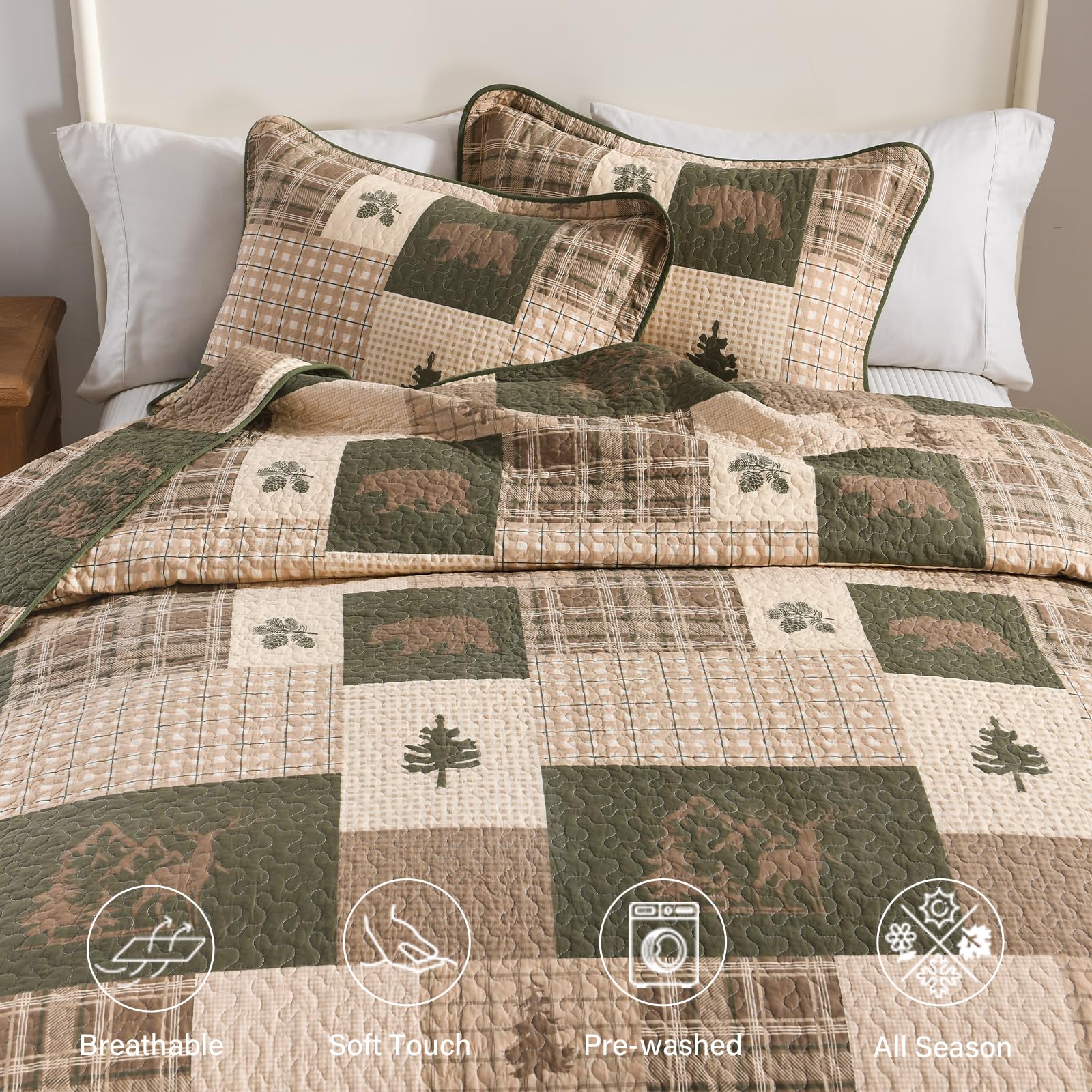 Edredón Queen Size Finlonte, 100% Algodón Edredón Cabaña - Imagen 7