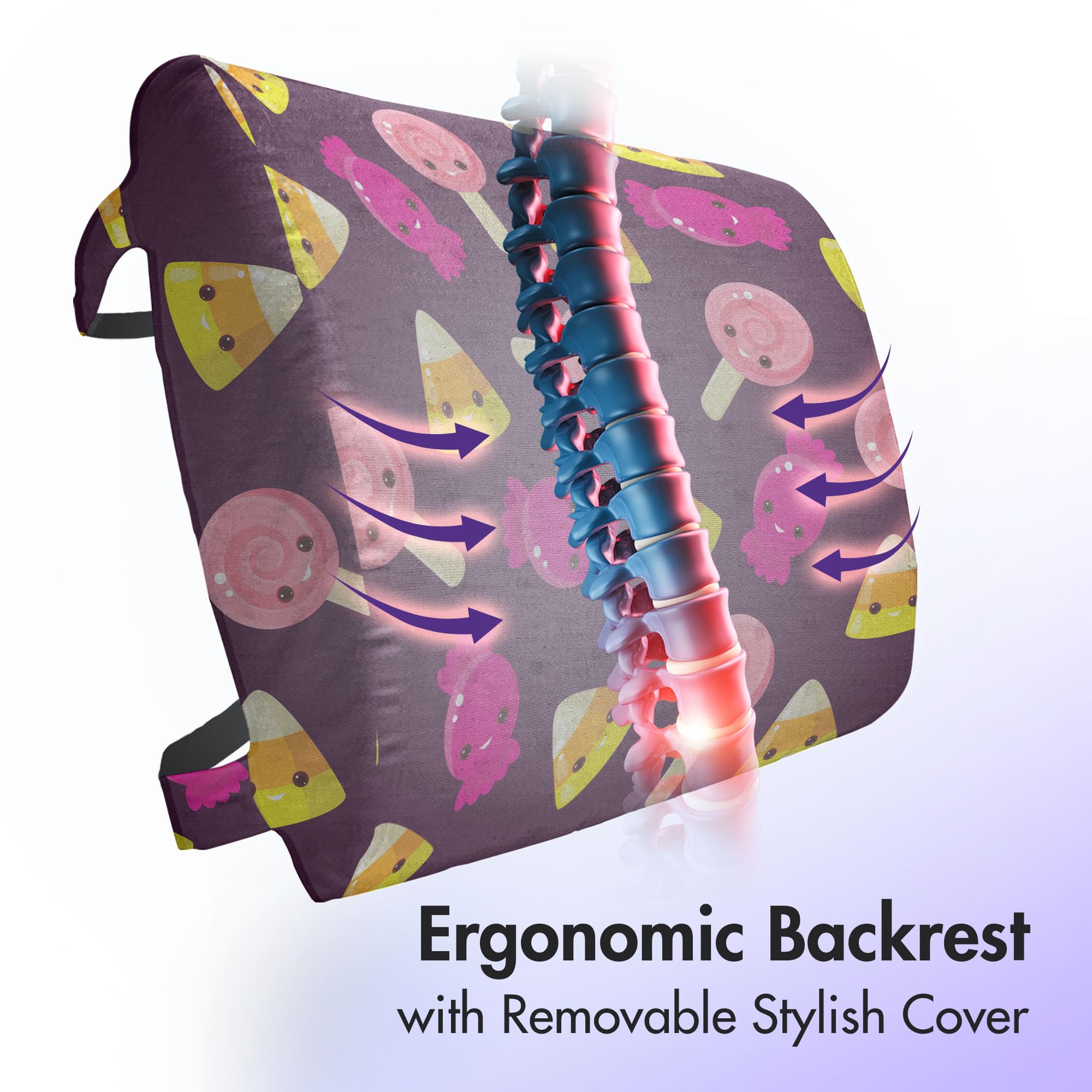 Almohada de soporte lumbar Lunarable Candy Corn, Patrón de - Imagen 4