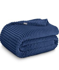 Manta de Microplush Texturizada Bare Home - -Azul Oscuro Aca