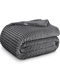 Manta de Microplush Bare Home Texturizada - -Gris Acanalado