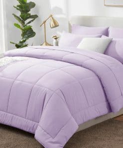 Juego de edredón morado claro CozyLux para cama queen 7