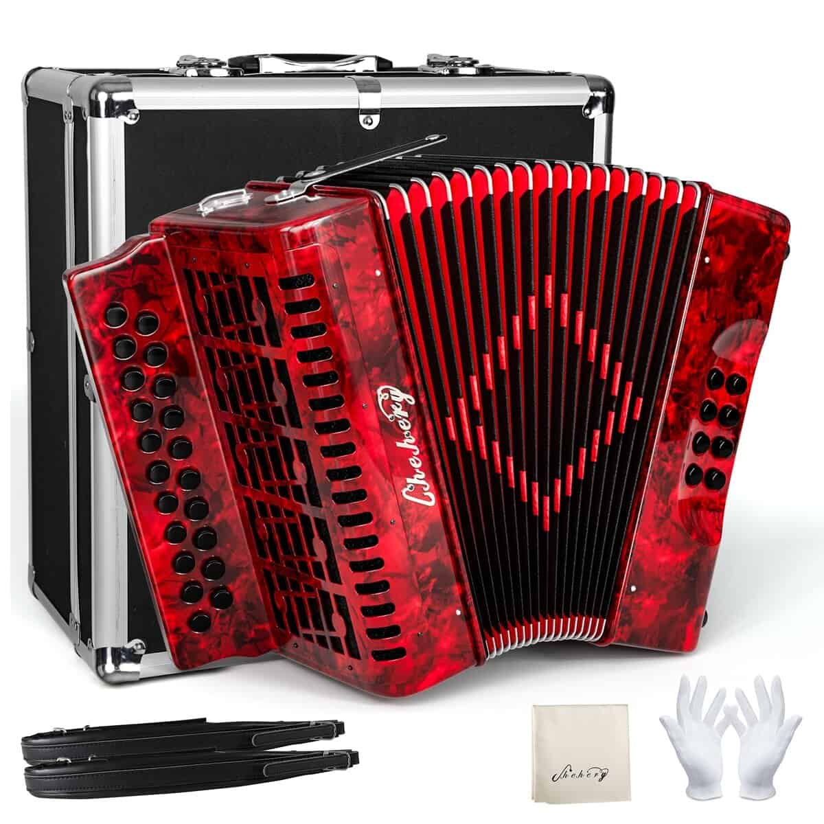 Acordeón adulto de 21 teclas y 8 bajos Chehery, acordeón