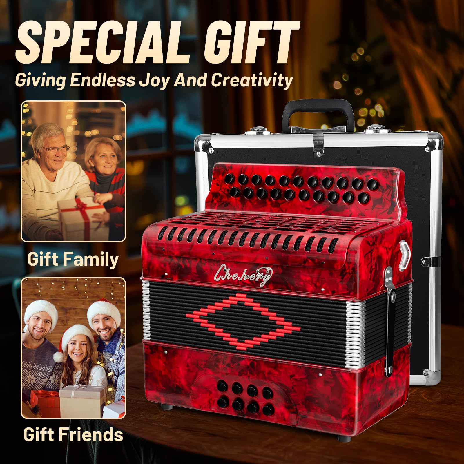Acordeón adulto de 21 teclas y 8 bajos Chehery, acordeón - Imagen 7