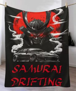 Manta de Coche QEOPGNE Japanese JDM Samurai Flannel Blanket