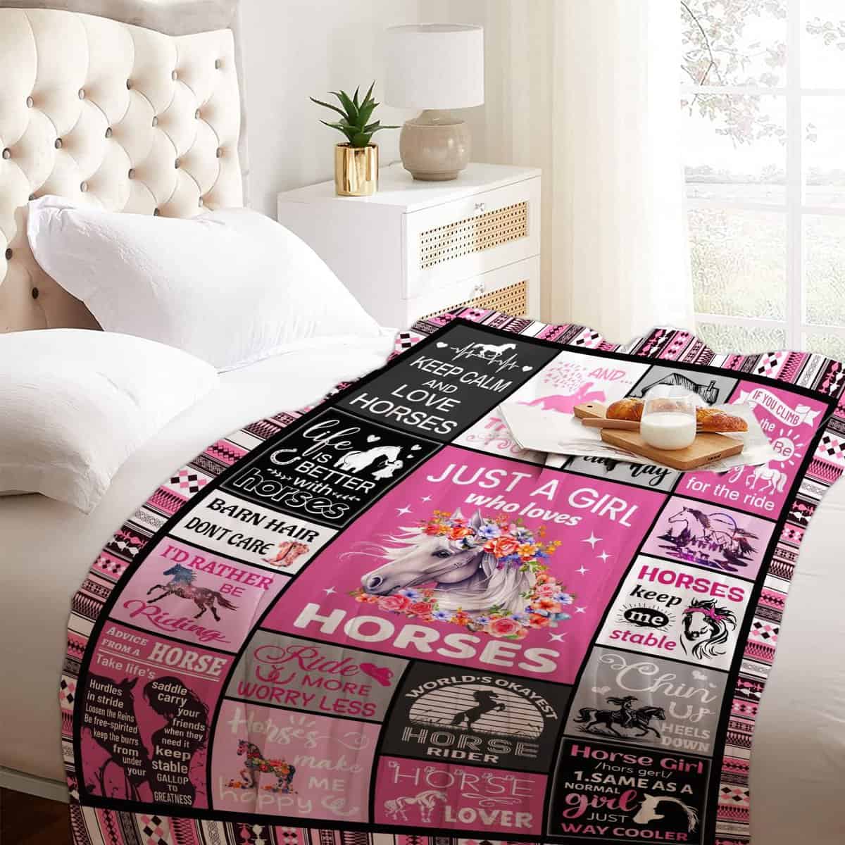 Manta de Caballo para Niñas Mujeres Amantes de los Caballos - Imagen 7