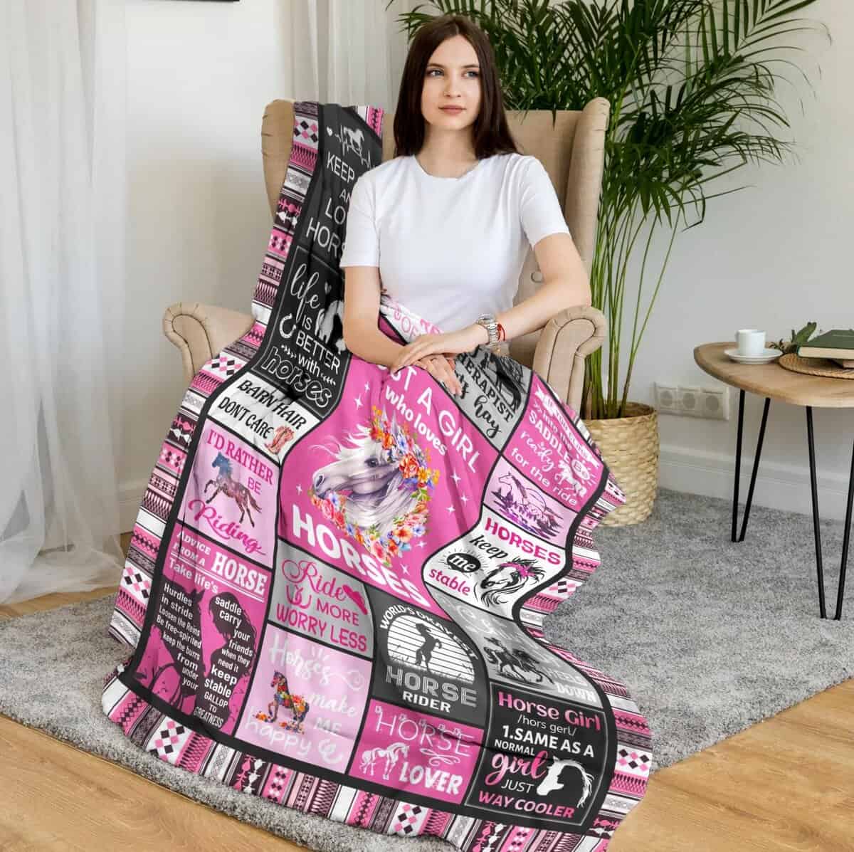 Manta de Caballo para Niñas Mujeres Amantes de los Caballos - Imagen 4