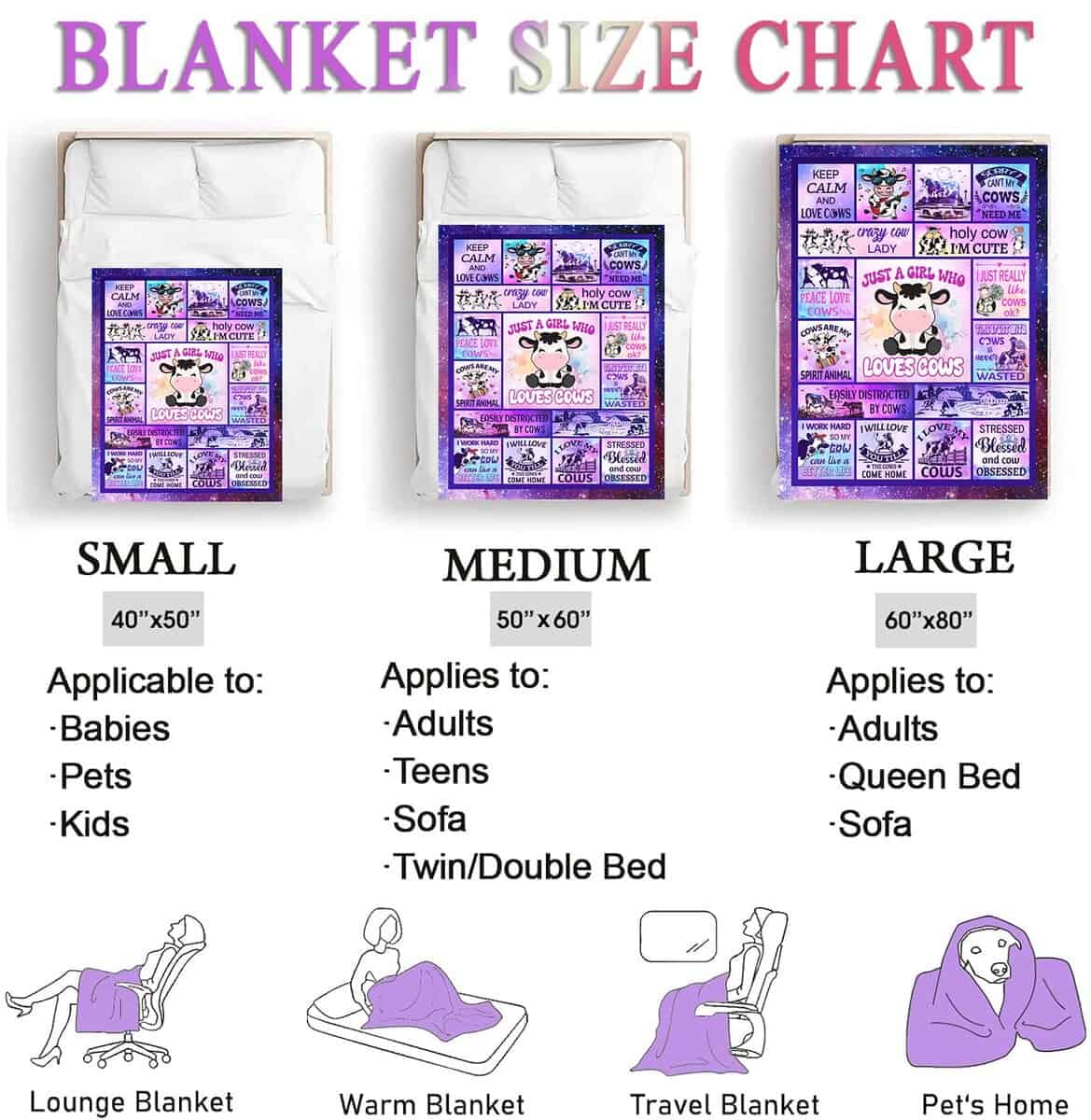 Manta de Vaca Regalos para Mujeres Niñas Amantes Decoración - Imagen 8