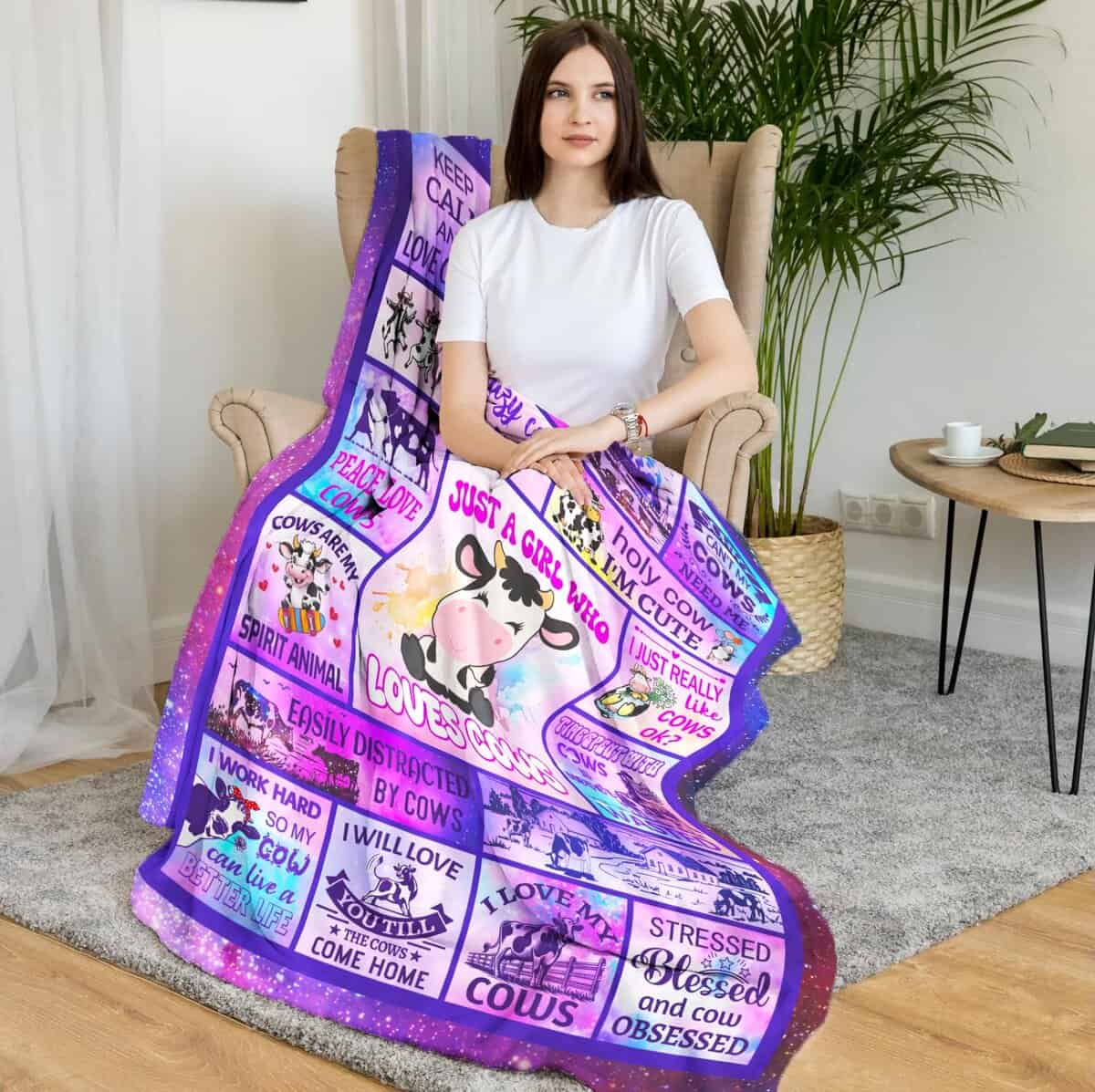 Manta de Vaca Regalos para Mujeres Niñas Amantes Decoración - Imagen 4