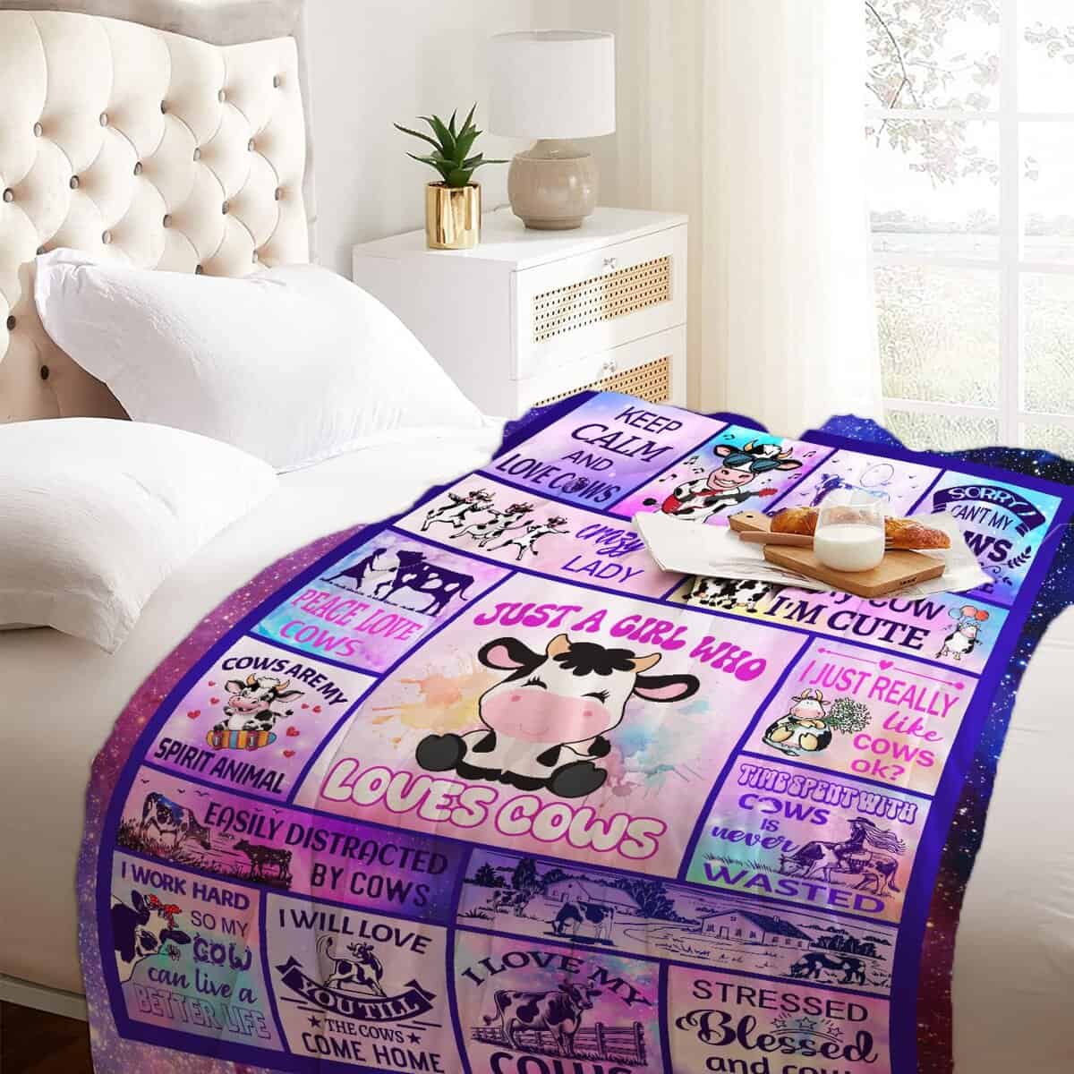 Manta de Vaca Regalos para Mujeres Niñas Amantes Decoración - Imagen 7