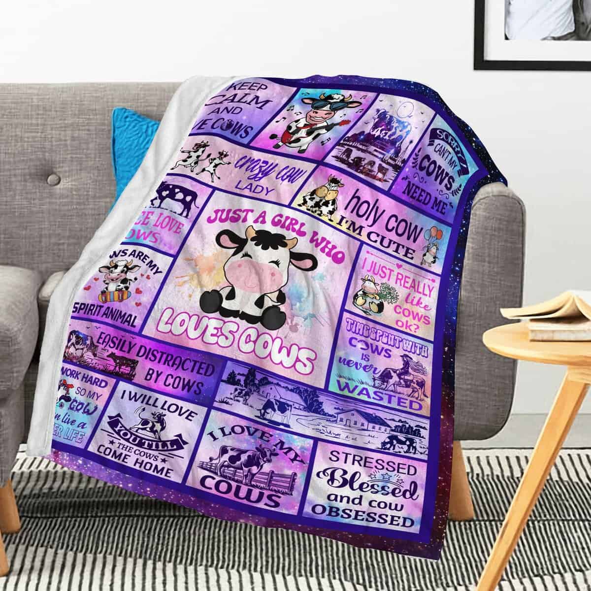 Manta de Vaca Regalos para Mujeres Niñas Amantes Decoración - Imagen 3