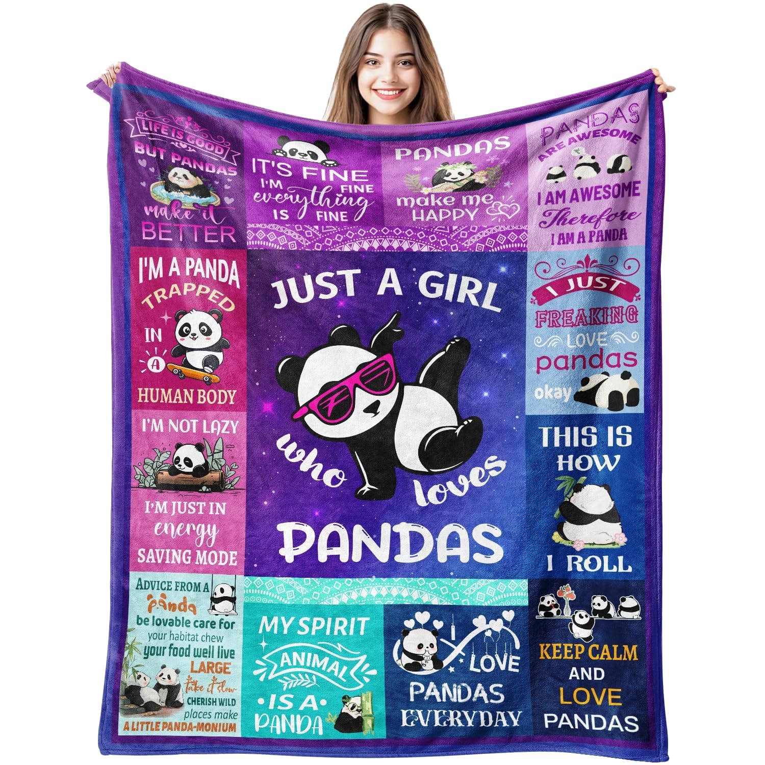 Manta de Panda para Niñas Mujeres Amantes de los Pandas