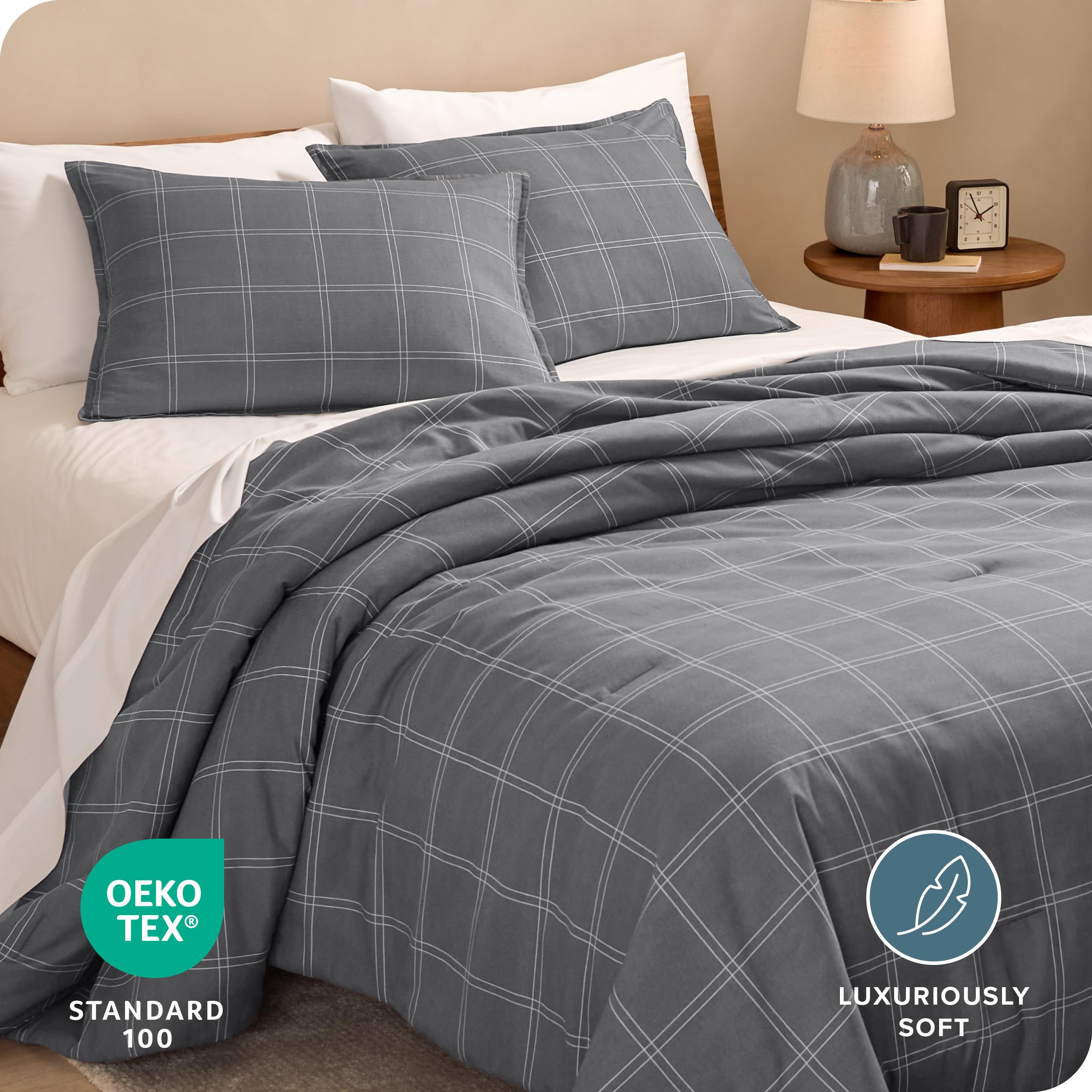 Juego de Edredón Bare Home - Tamaño -Gris/Blanco - Imagen 5