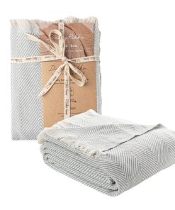 Manta de Cama con Diseño Chevron de Algodón DREAMY RIKKA,