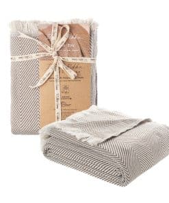 Manta de Cama de Algodón Chevron DREAMY -Piedra del Desierto