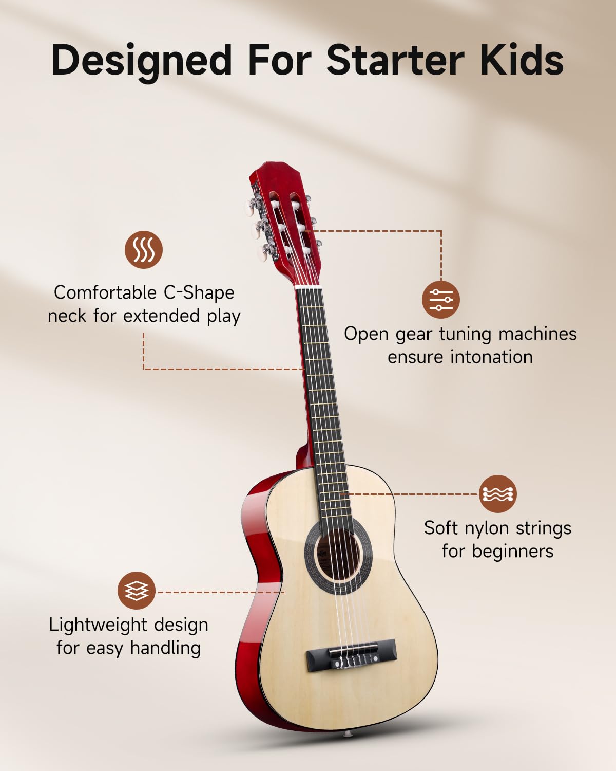 Guitarra Acústica Moukey de 30" para Principiantes Niños - Imagen 4