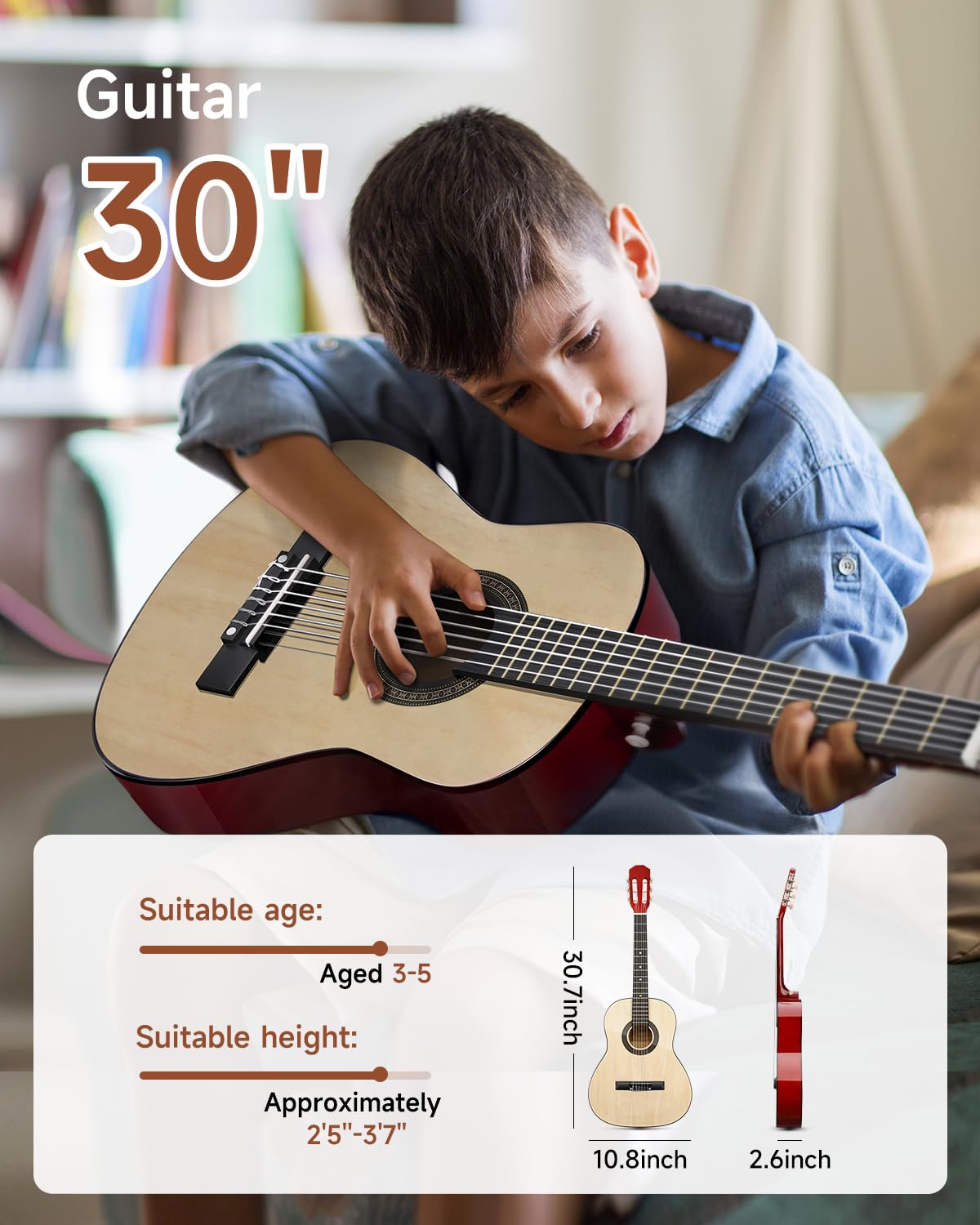 Guitarra Acústica Moukey de 30" para Principiantes Niños - Imagen 3