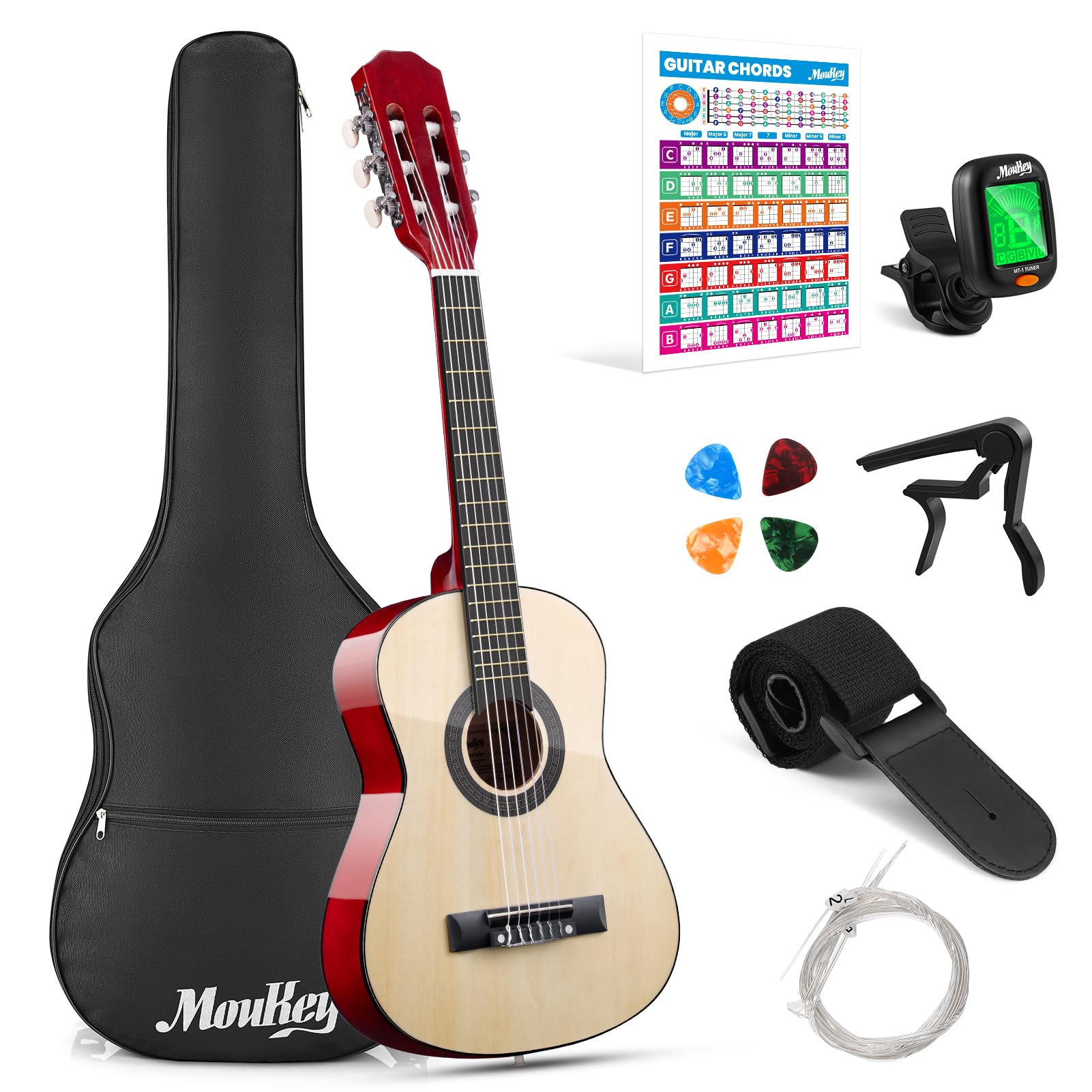 Guitarra Acústica Moukey de 30" para Principiantes Niños