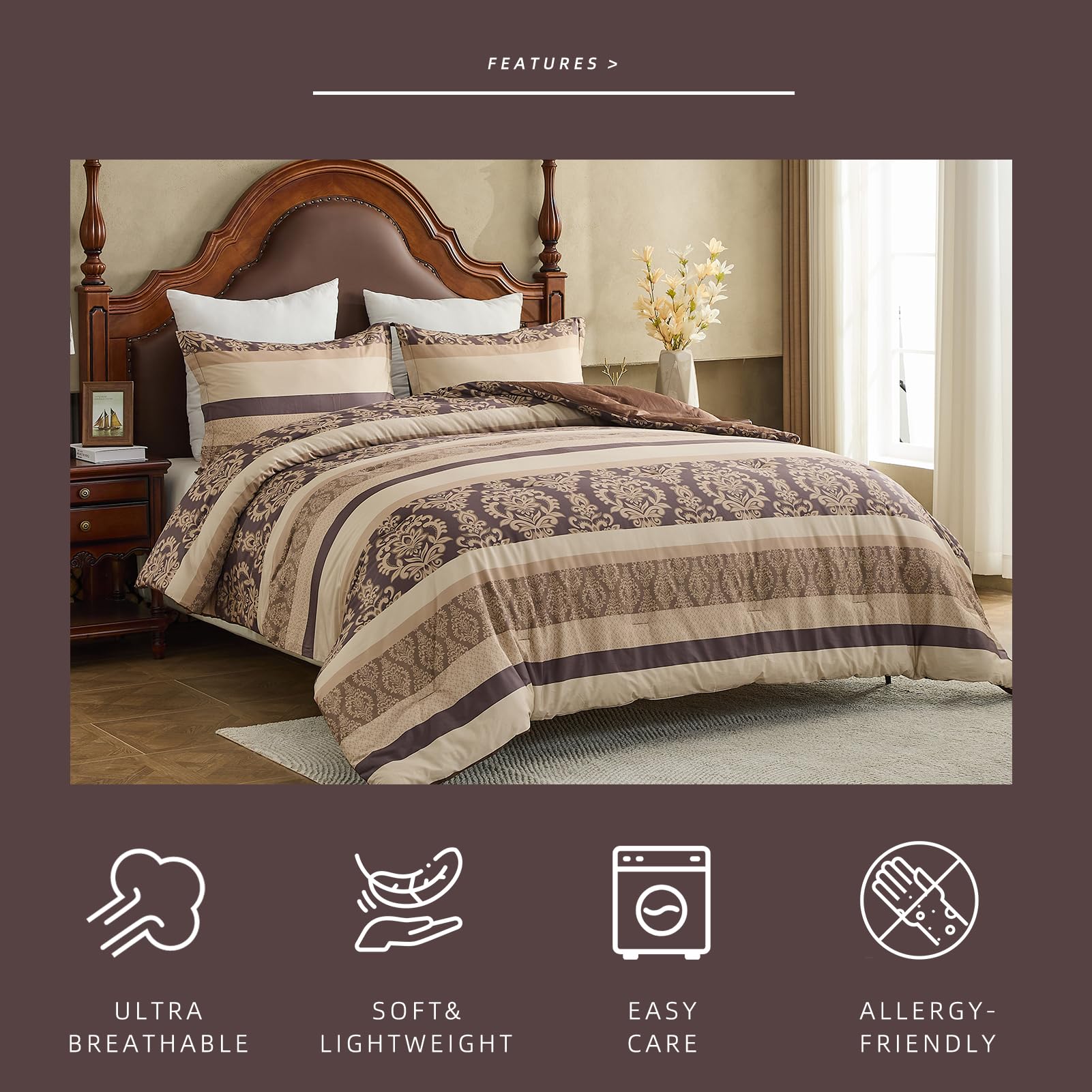 Conjunto de Edredón VatinHK Damask King Size - Lujoso Juego - Imagen 8