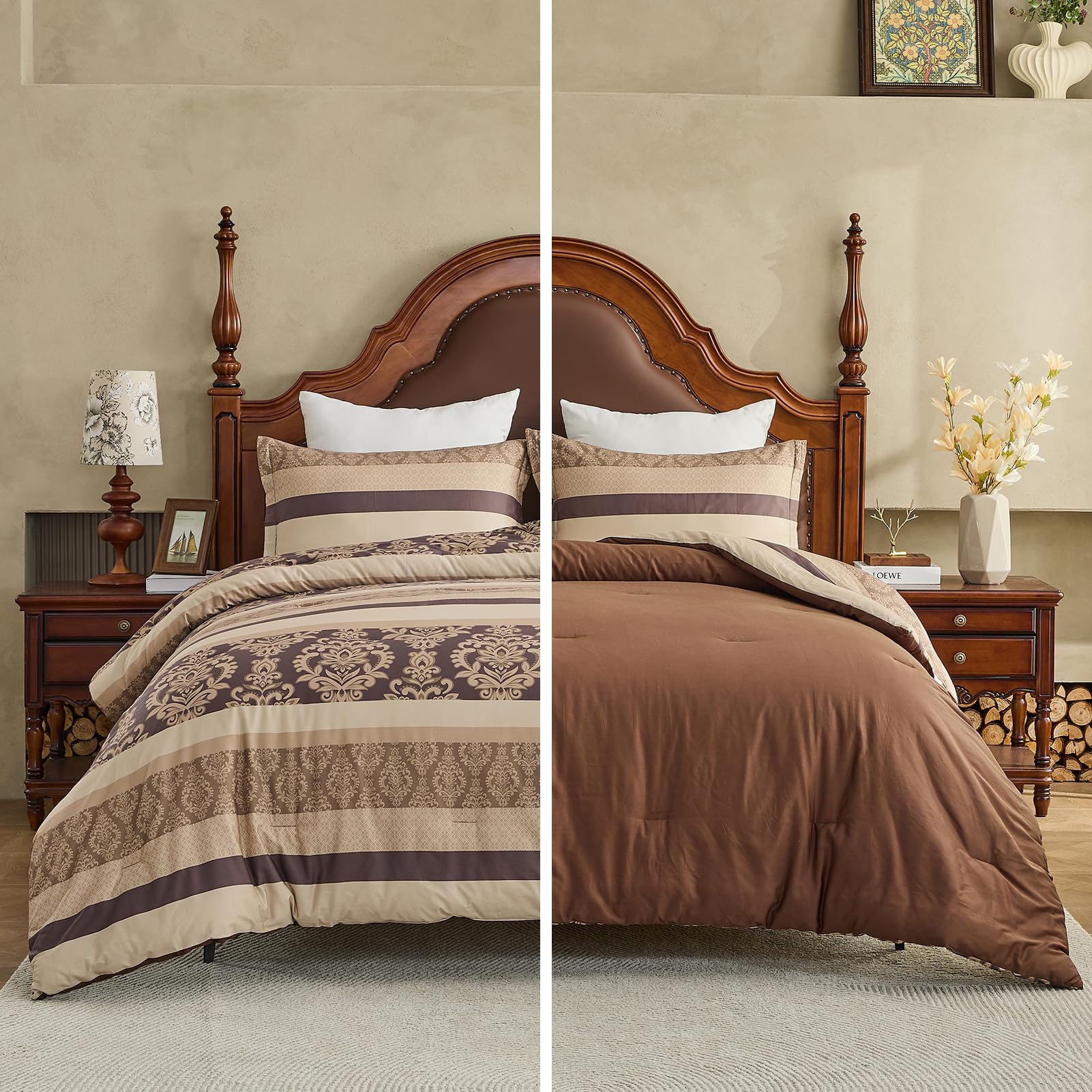 Conjunto de Edredón VatinHK Damask King Size - Lujoso Juego