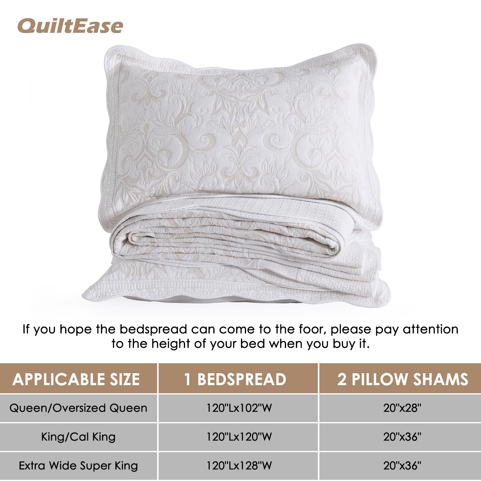 Colcha de Cama QuiltEase Oversized King - 120" Lx128 W - Imagen 6