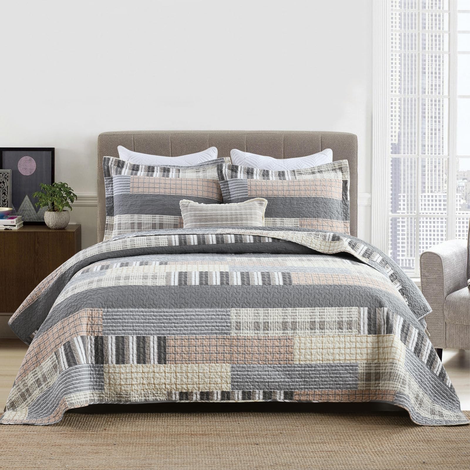Juego de Edredones a Cuadros QuiltEase Tamaño King - Set de