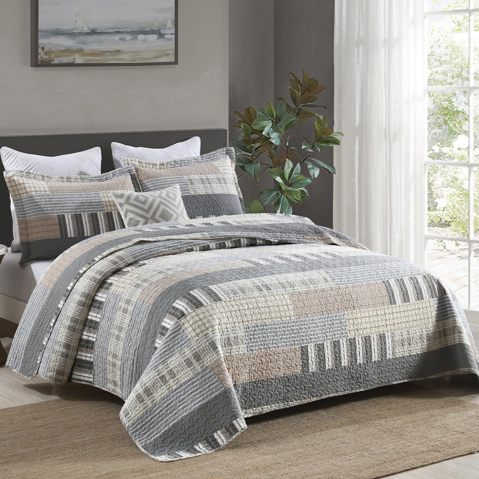 Juego de Edredones a Cuadros QuiltEase Tamaño King - Set de - Imagen 3