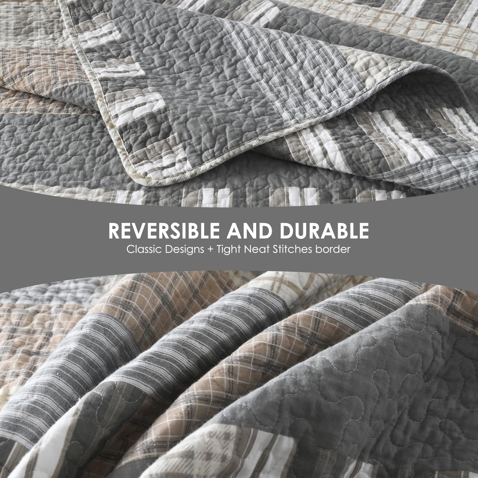 Juego de Edredones a Cuadros QuiltEase Tamaño King - Set de - Imagen 8