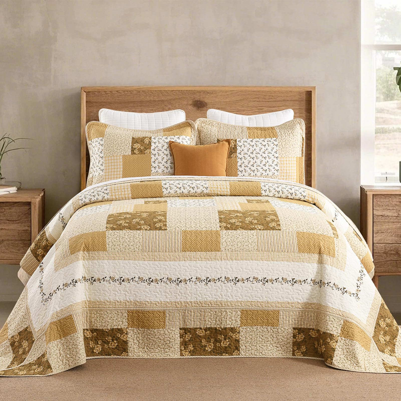 Colcha California King de 100% Algodón, Extra Grande