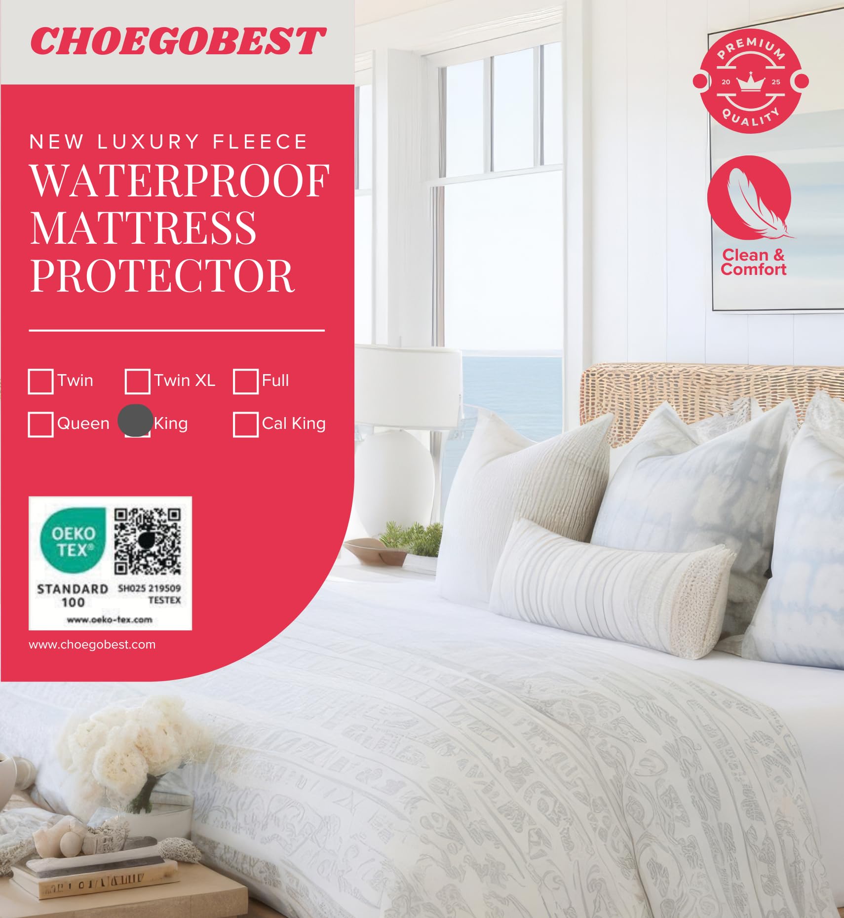 Protector de colchón premium de vellón impermeable