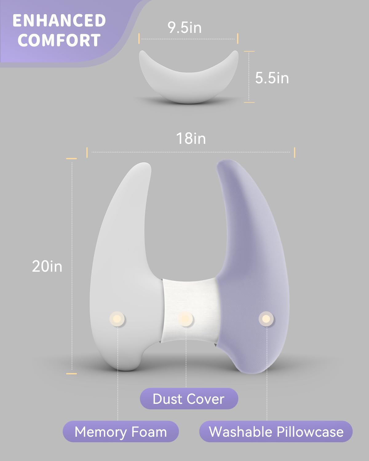 Almohada de Viaje para Niños de Espuma -Morado - Imagen 8