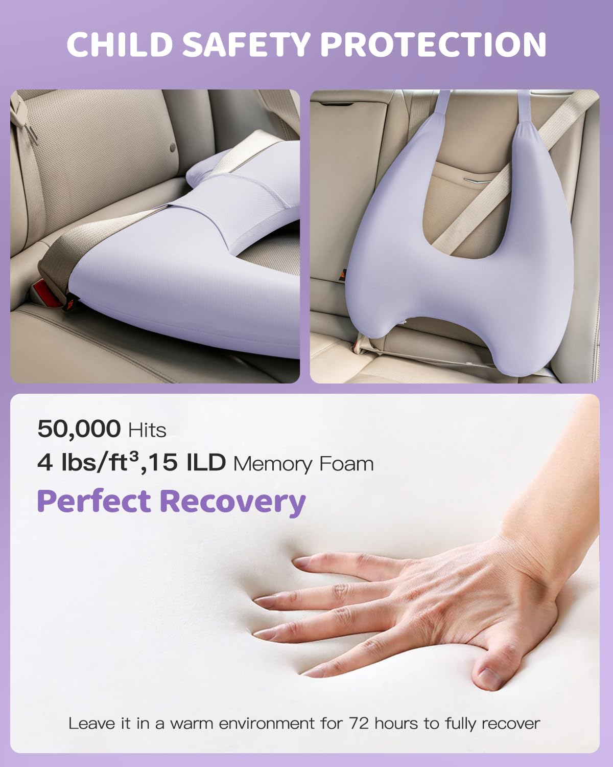 Almohada de Viaje para Niños de Espuma -Morado - Imagen 4