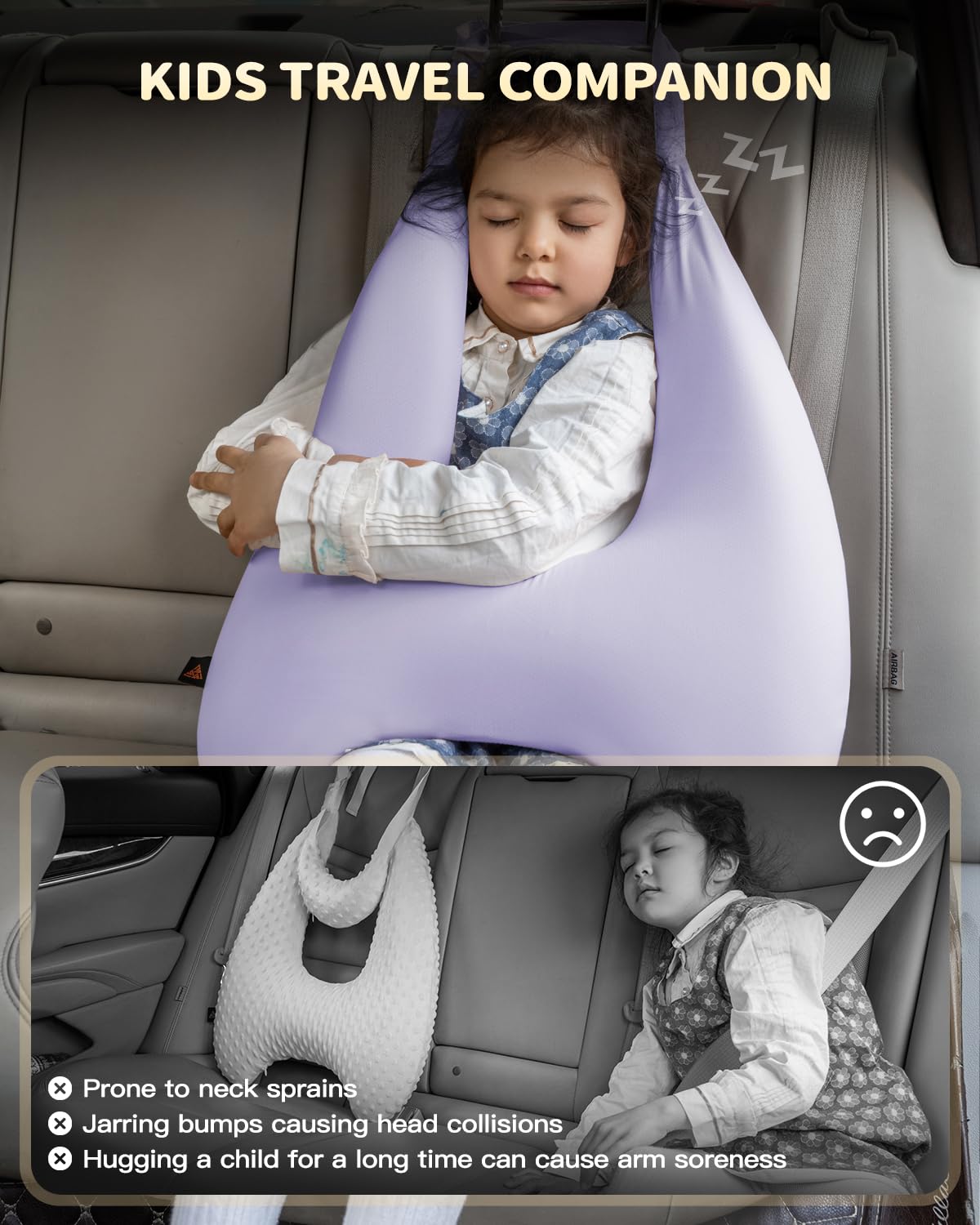 Almohada de Viaje para Niños de Espuma -Morado - Imagen 3