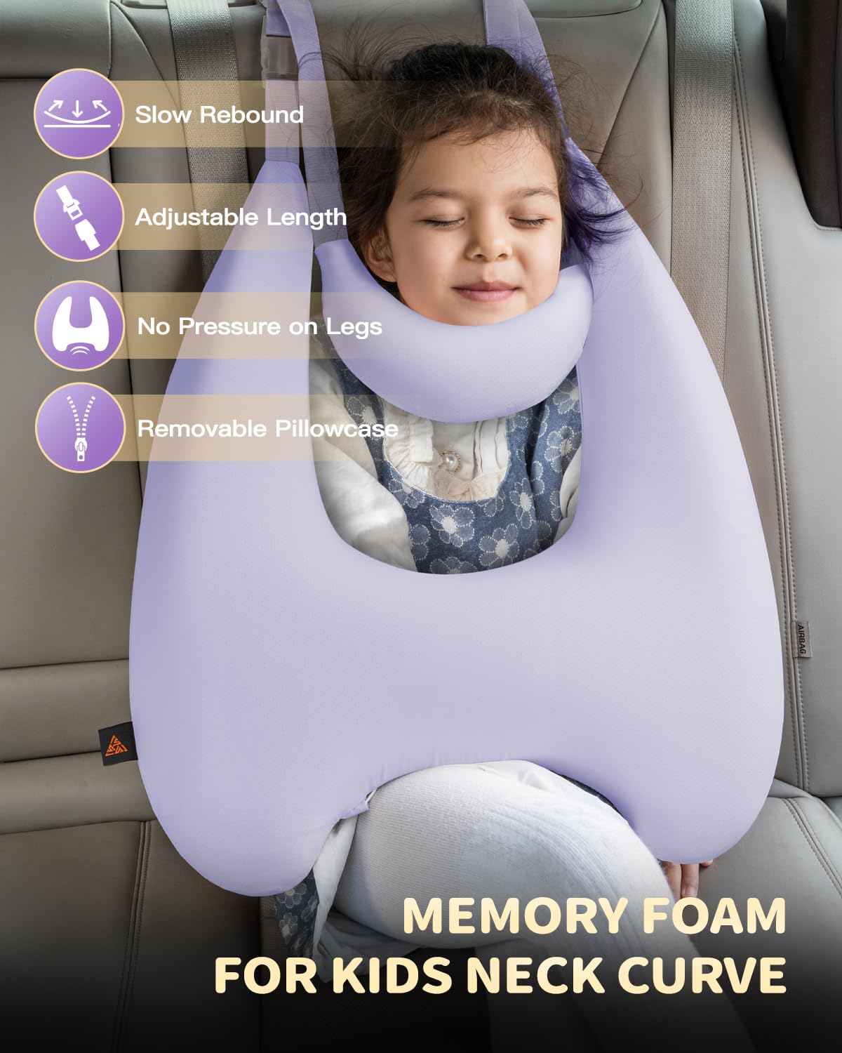 Almohada de Viaje para Niños de Espuma -Morado - Imagen 5