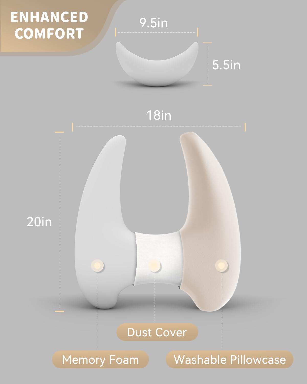 Almohada de Viaje para Niños de Espuma -Beige - Imagen 8