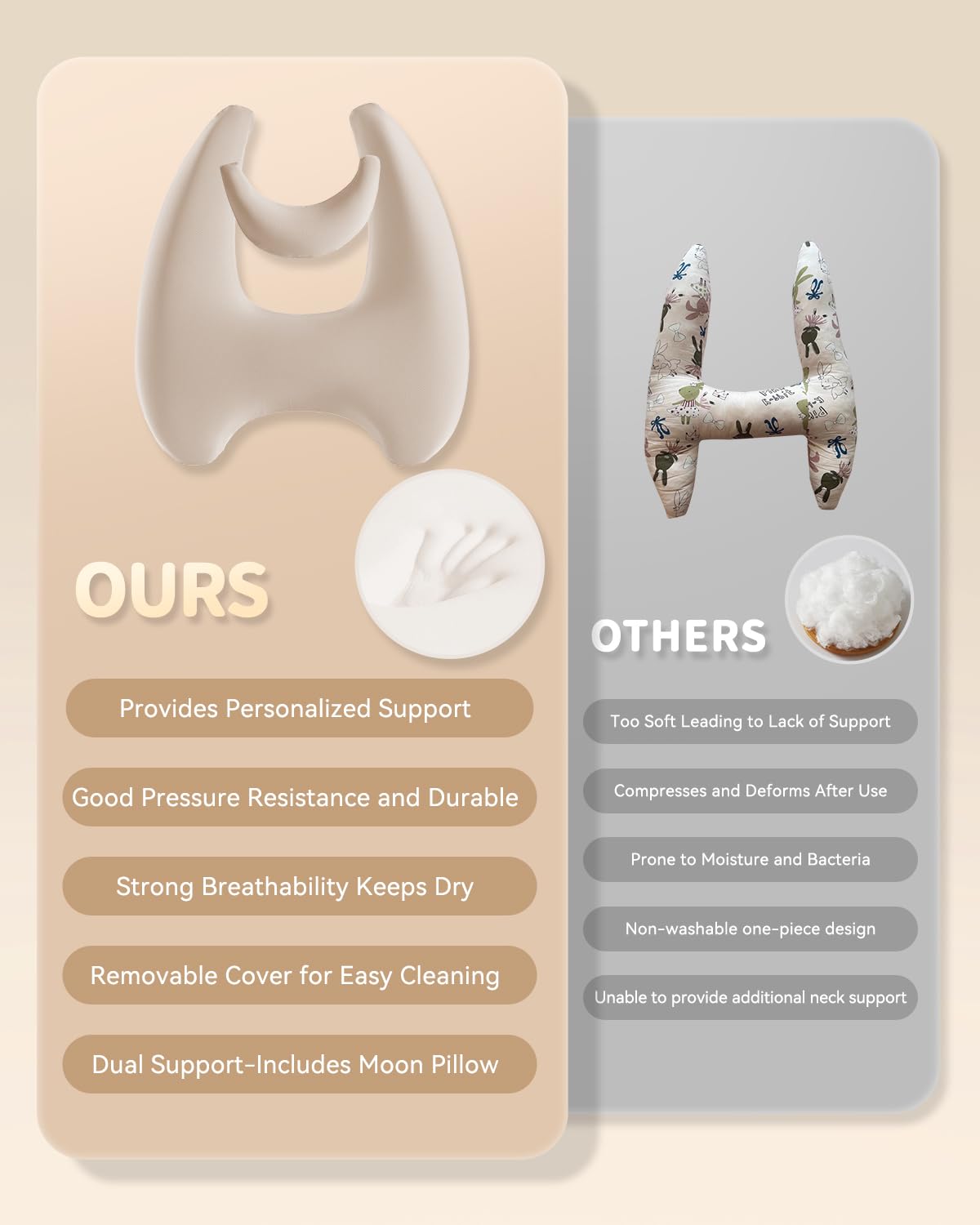 Almohada de Viaje para Niños de Espuma -Beige - Imagen 6