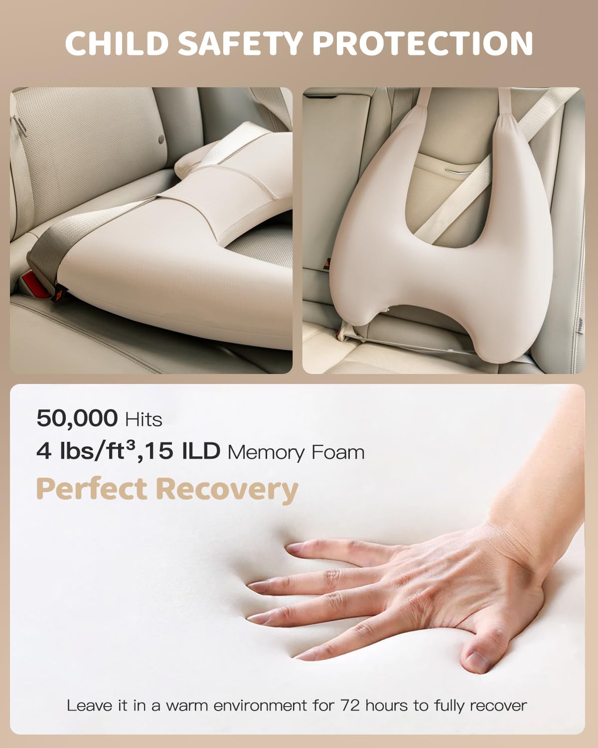 Almohada de Viaje para Niños de Espuma -Beige - Imagen 4