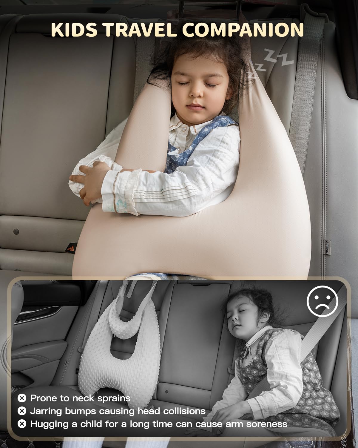 Almohada de Viaje para Niños de Espuma -Beige - Imagen 3