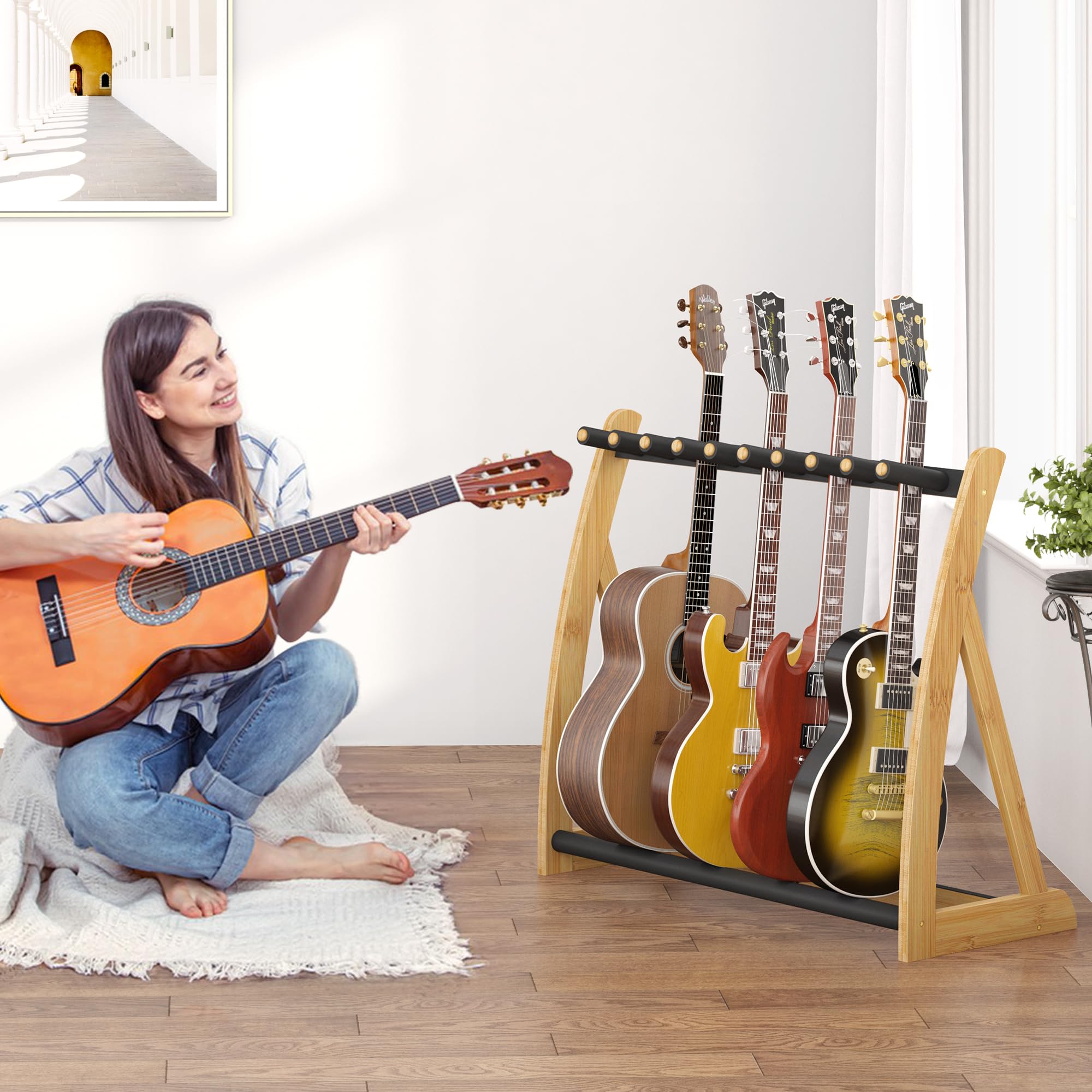 Soporte de Guitarra para Múltiples Guitarras de Bambú - - Imagen 7