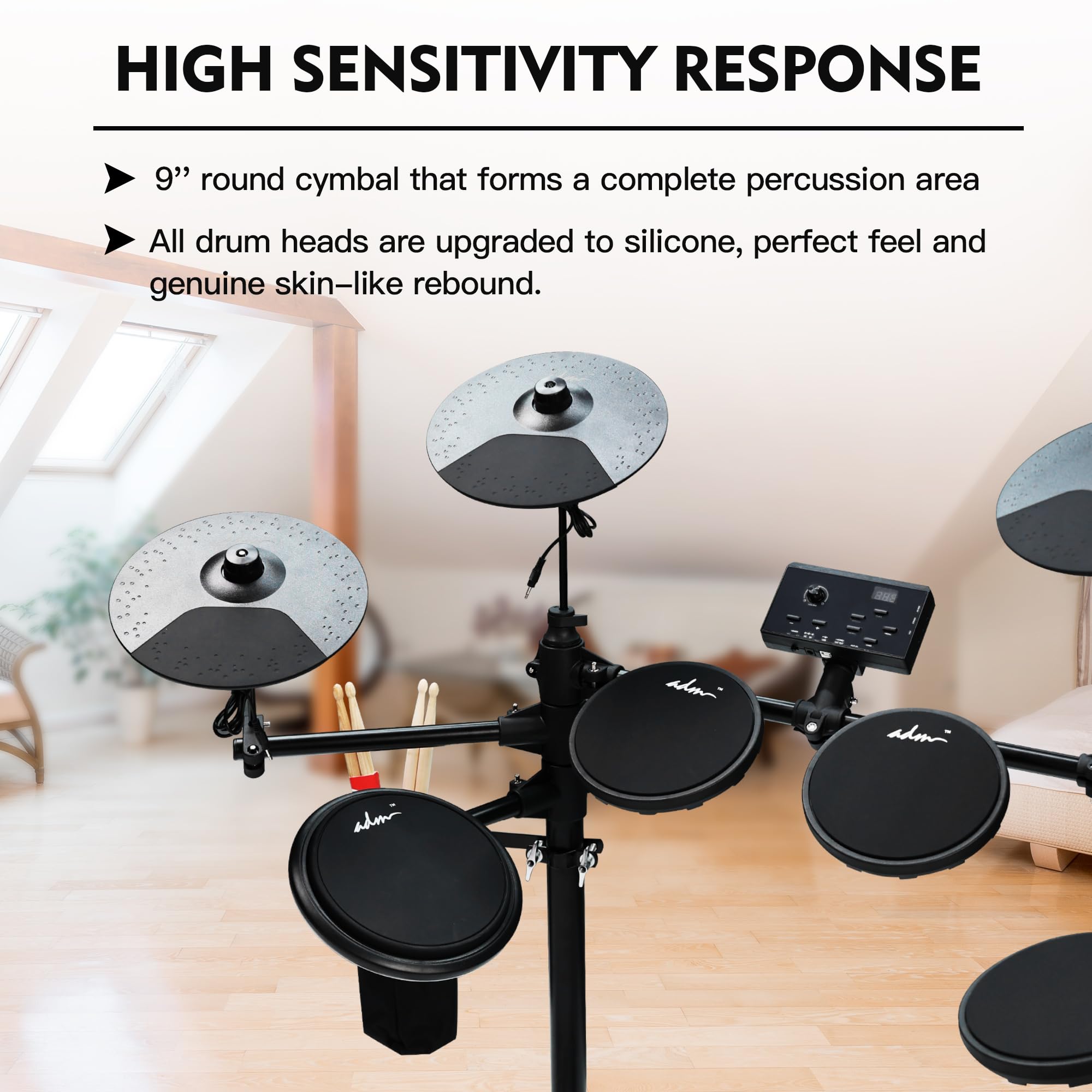 Set de Batería Electrónica ADM con 4 Pads de Malla - Imagen 8