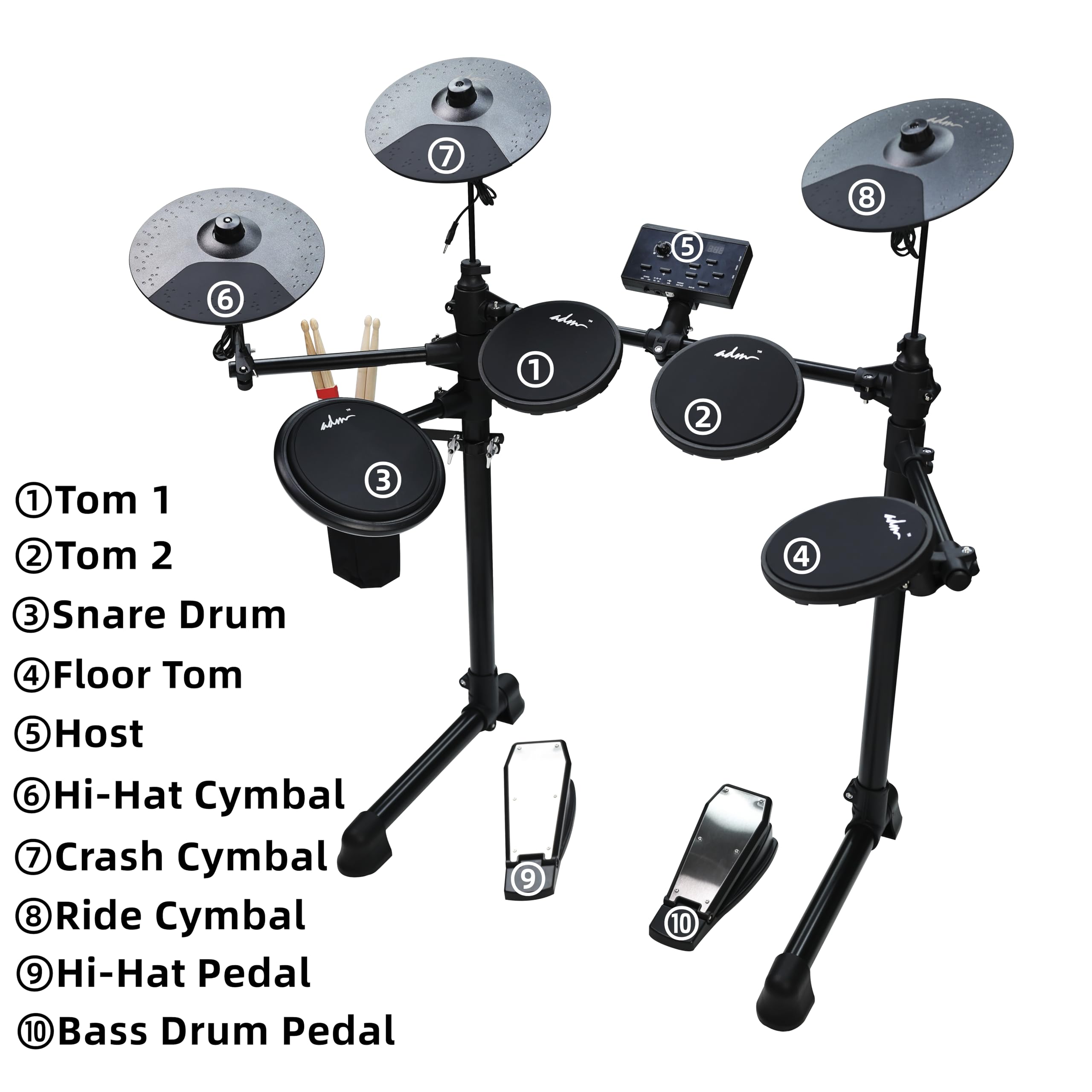 Set de Batería Electrónica ADM con 4 Pads de Malla - Imagen 10