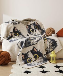 Manta de tejido de microfibra con patrón de gato lindo y