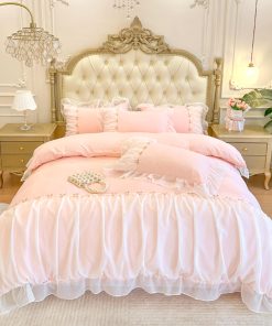 Juego de Funda de Edredón con Volantes de Encaje Jngnpn