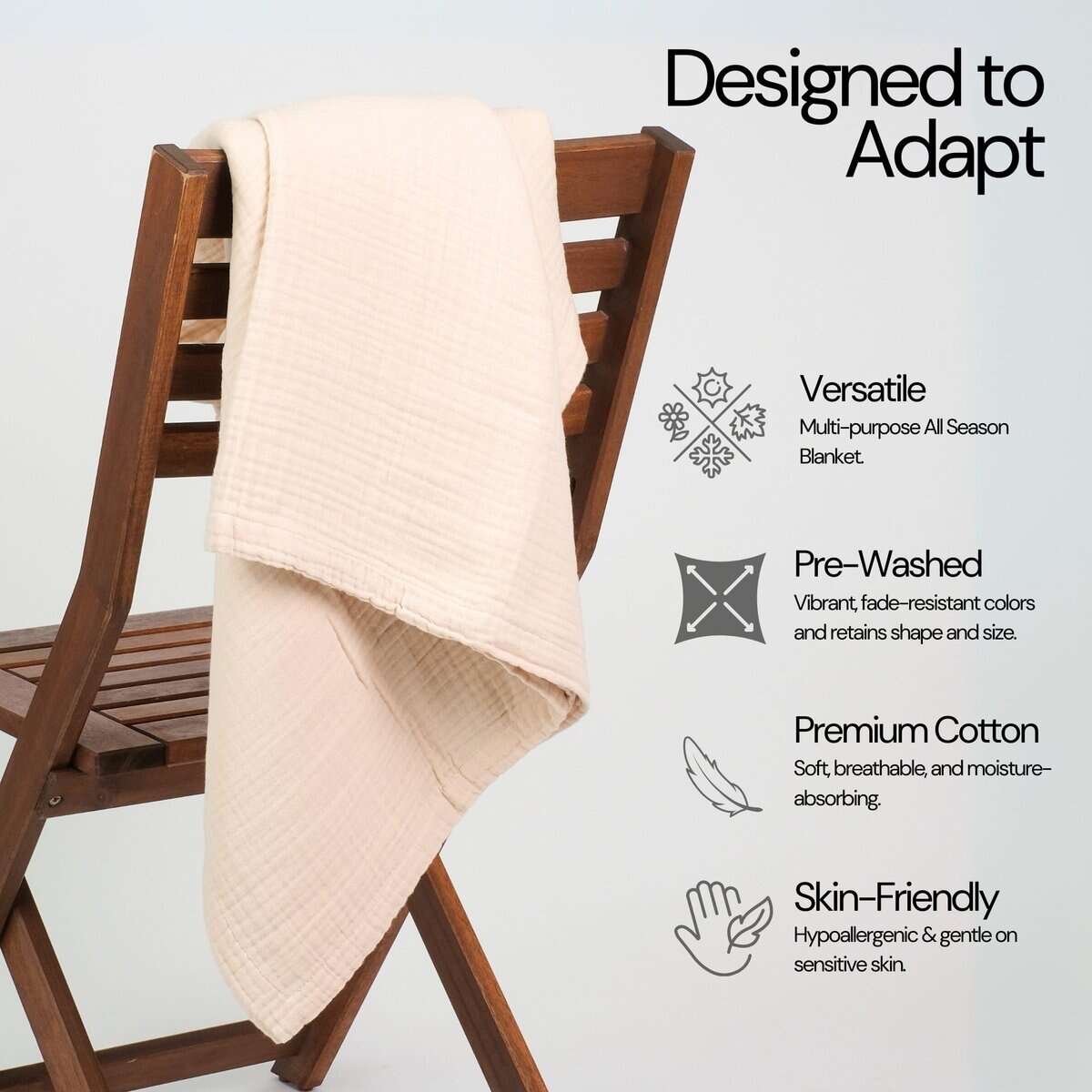 Manta de Muselina de Algodón 100%, Manta de -Pergamino - Imagen 4