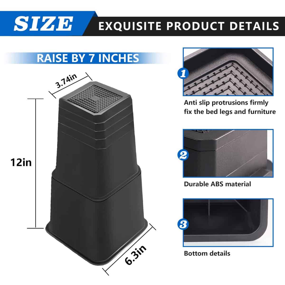 Elevadores de Cama Wanry Flourigems de Alta Resistencia, - Imagen 3