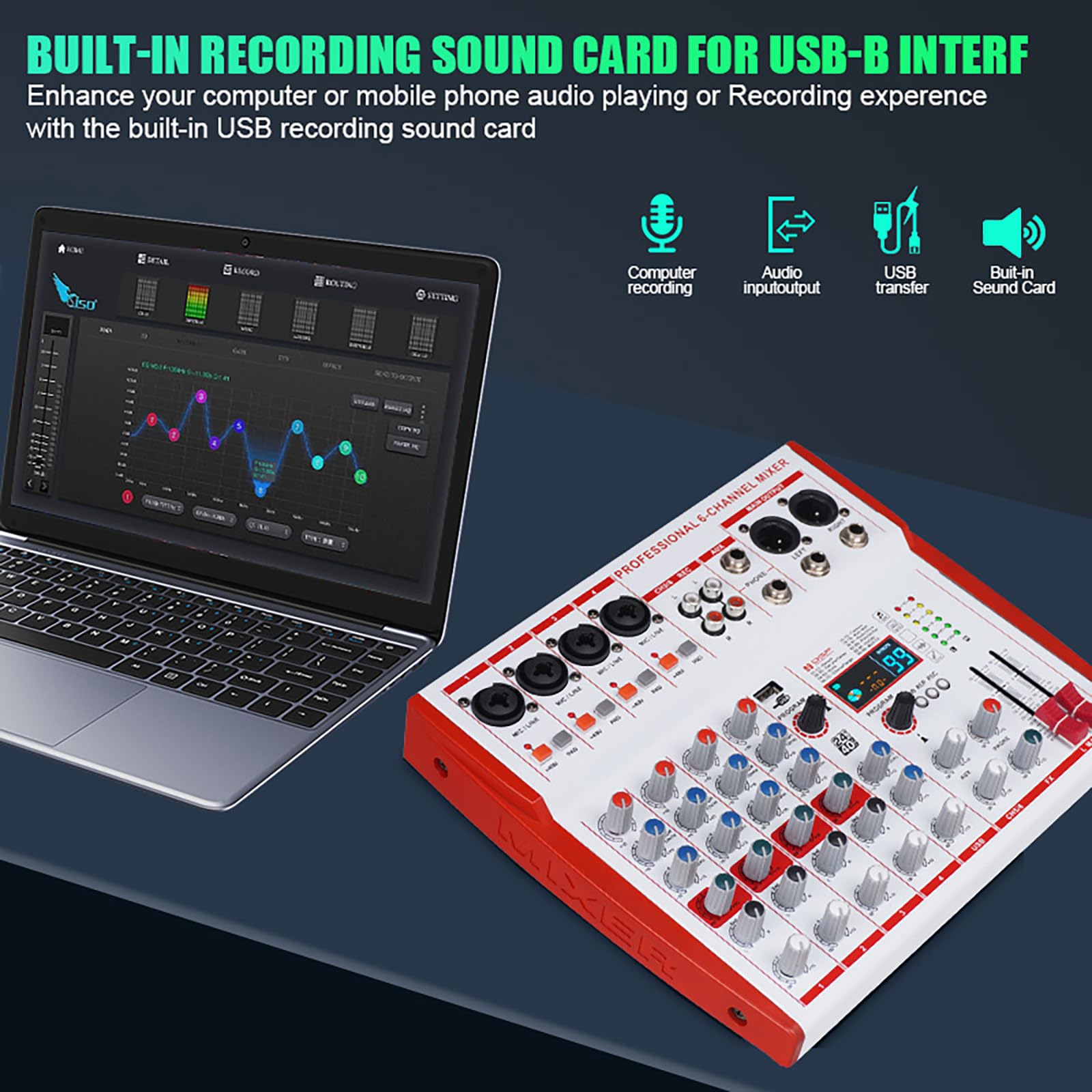 Mezcladora Profesional MW-6 de 6 Canales con 99 Sonidos - Imagen 4