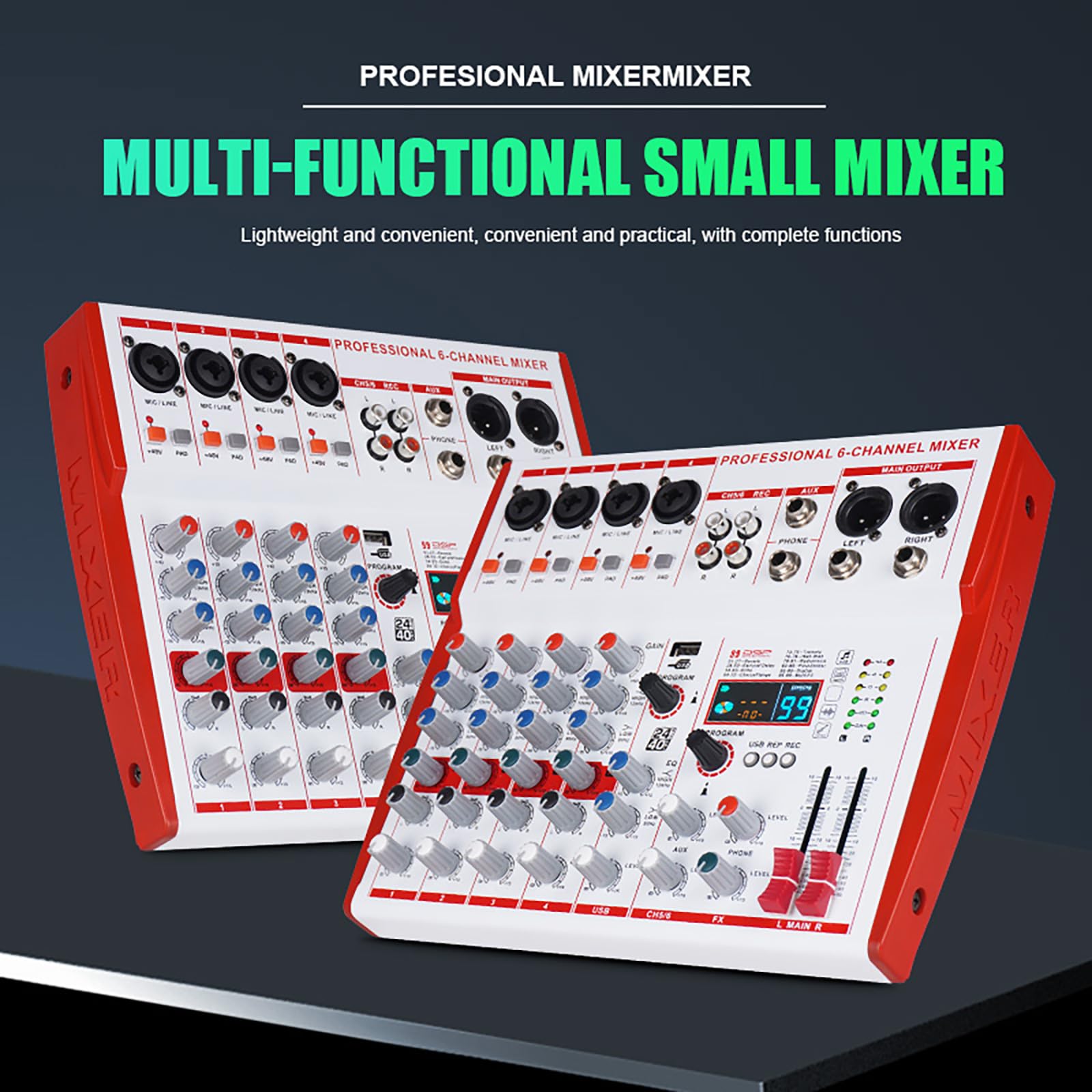 Mezcladora Profesional MW-6 de 6 Canales con 99 Sonidos - Imagen 3