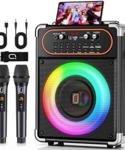 Máquina de Karaoke HWWR con 2 Micrófonos, Altavoz Karaoke