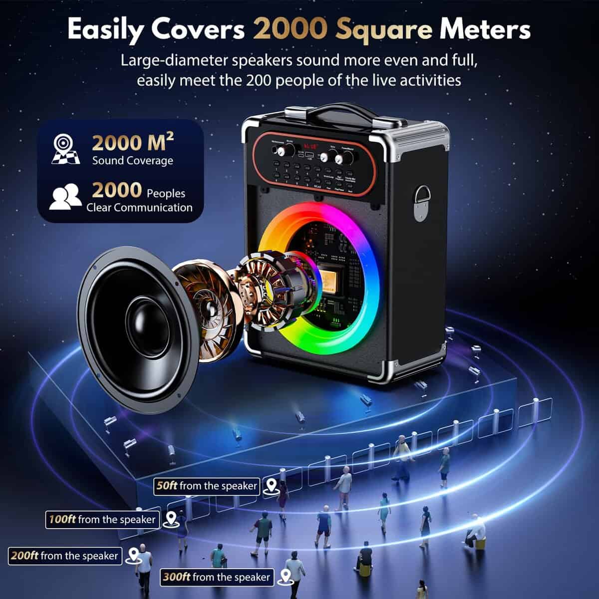 Máquina de Karaoke HWWR con 2 Micrófonos, Altavoz Karaoke - Imagen 3